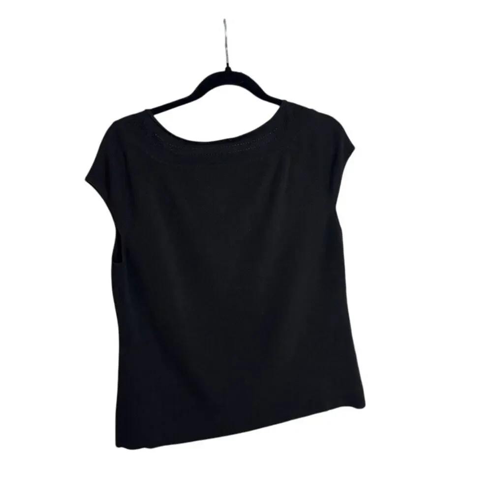 Ann Taylor Loft Knit Black Top Officecore Basic Neutral Women's XL